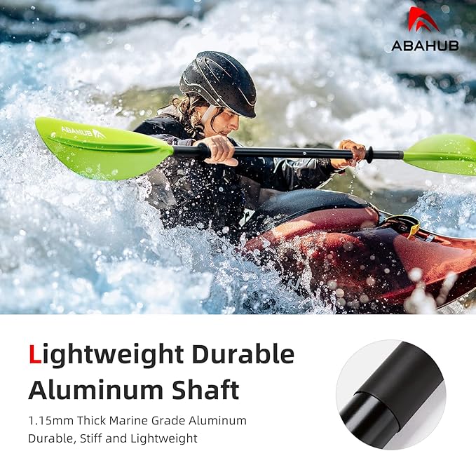Abahub Kayak Paddle, 90.5 Inches Kayaking Oars for Boating, Canoeing with Free Paddle Leash, Aluminum Alloy Shaft Black/Blue/Green/Orange/Yellow Plastic Blades-StrideForce Fitness