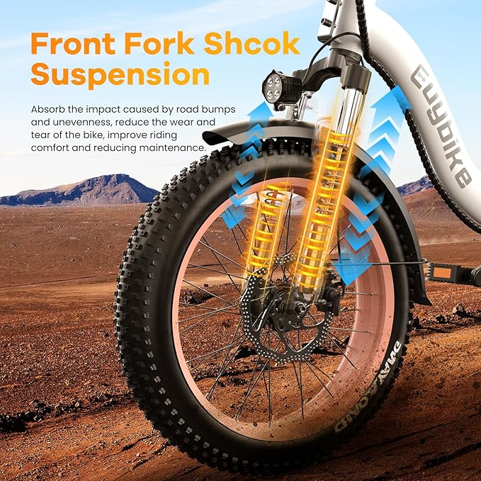 Folding Electric Bike for Adults with Peak 1000W Motor, 48V 20AH Battery up to 30MPH 80 Miles, 20" Fat Tire All Terrain Ebike, Front Suspension 7-Speed Commuter E Bike, Step-Thru, UL Certified-StrideForce Fitness