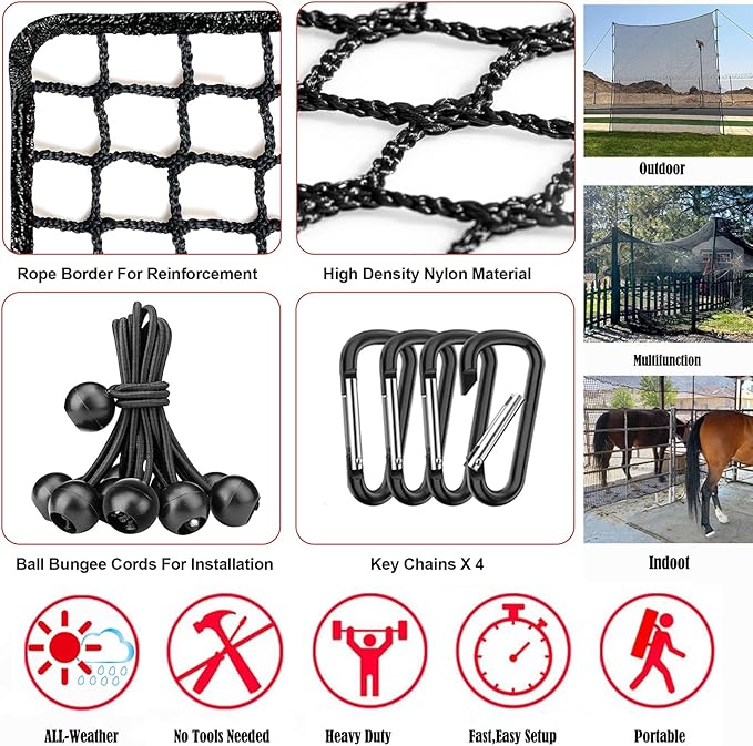 Sports Netting - Heavy Duty Ball Net for Golf, Baseball, Hockey, Soccer-StrideForce Fitness