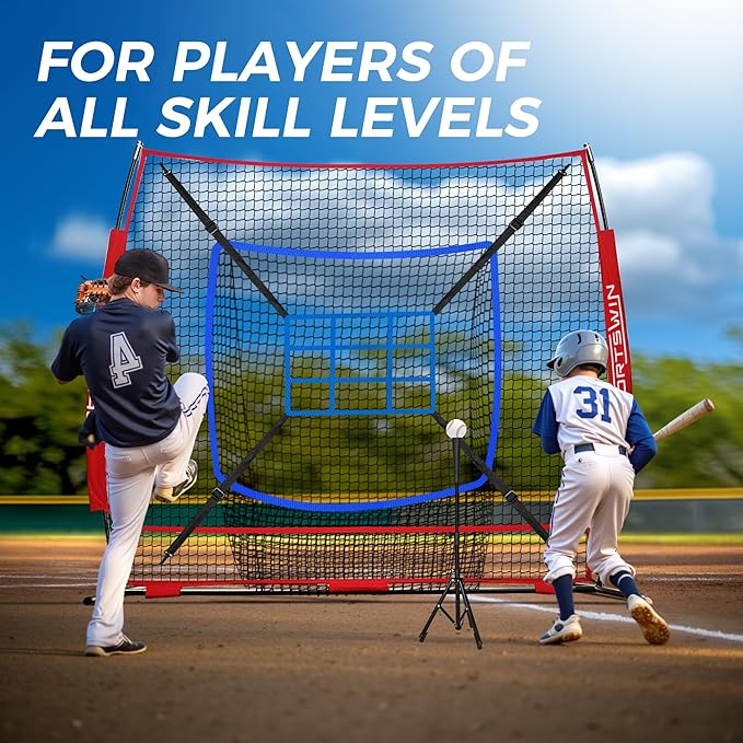 7x7 FT Baseball Net for Batting Pitching Hitting, with Strike Zone, Softball Net for Batting and Pitching, Baseball Practice Training Equipment for Kids Adult Youth-StrideForce Fitness