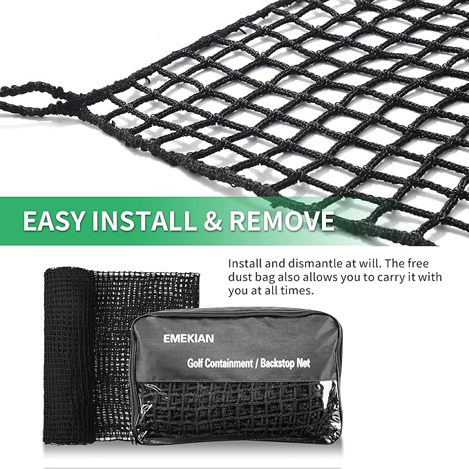 Black Polyester Golf Practice Fence Net, Heavy Duty Golf Ball Barrier Net, Indoor Outdoor Portable Golf Seine Net, Golf Batting Net, Adjustable Protective Net for Backyard-StrideForce Fitness