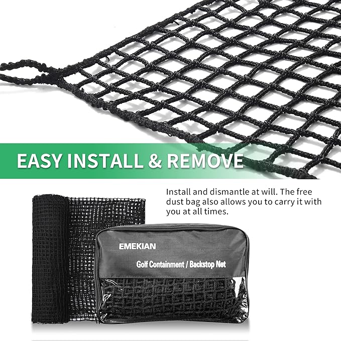 Black Polyester Golf Practice Fence Net, Heavy Duty Golf Ball Barrier Net, Indoor Outdoor Portable Golf Seine Net, Golf Batting Net, Adjustable Protective Net for Backyard-StrideForce Fitness
