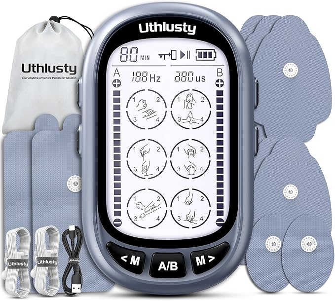 TENS Unit Muscle Stimulator for Pain Relief Therapy–Dual Channel 24 Modes TENS Machine&EMS Muscle Stimulator,Upgraded Large Screen Portable Muscle Stimulator for Back,Shoulder,& Neck Pain with 10 Pads-StrideForce Fitness