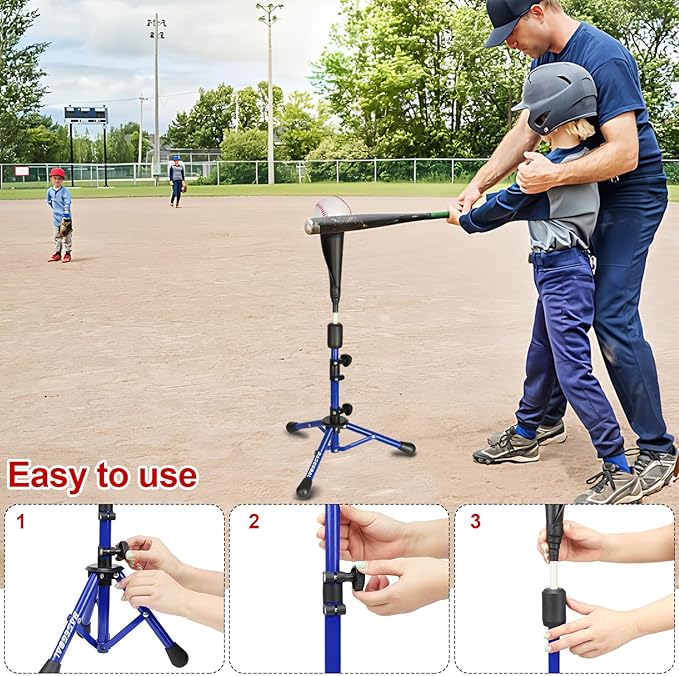 Baseball Tee for Kids,Batting Tee,Softball Tee,Youth Hitting Tee,Teeball Tee,Travel Tee,Easy Adjustable Height-StrideForce Fitness