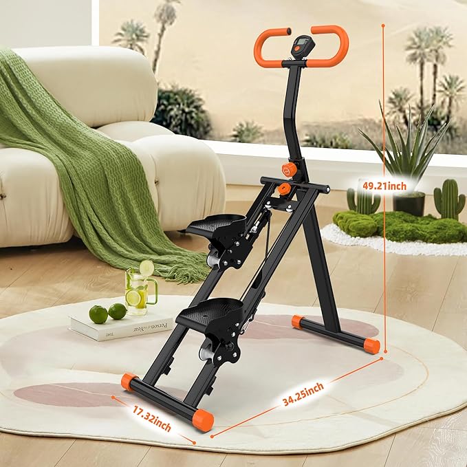 Stair Stepper for Home, Folding Vertical Climber Workout Machine for Full-Body Exercise Stair Stepper with Stable Frame Adjustable Handlebar & Pedals-StrideForce Fitness