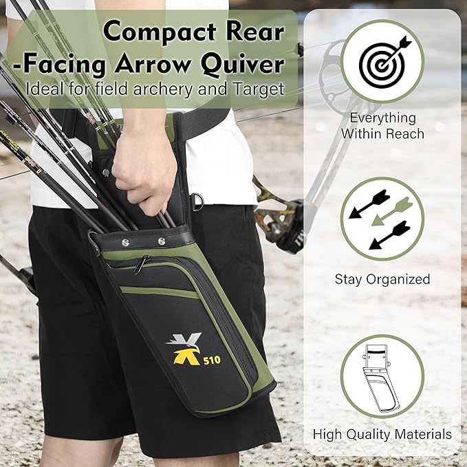 SUNYA X510 Field & Competition Hip Arrow Quiver | 3-Slot Noise-Free Archery Quiver with Sturdy Storage System (42x18cm)-StrideForce Fitness