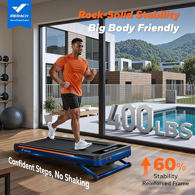 MERACH W50 Walking Pad Treadmills for Home, 12% Auto Incline, 400lbs Capacity, 3.5HP Supper Quiet Brushless, 16.5"x41.3" Spacious Running Belt, Under Desk Treadmill with Remote & LED-StrideForce Fitness