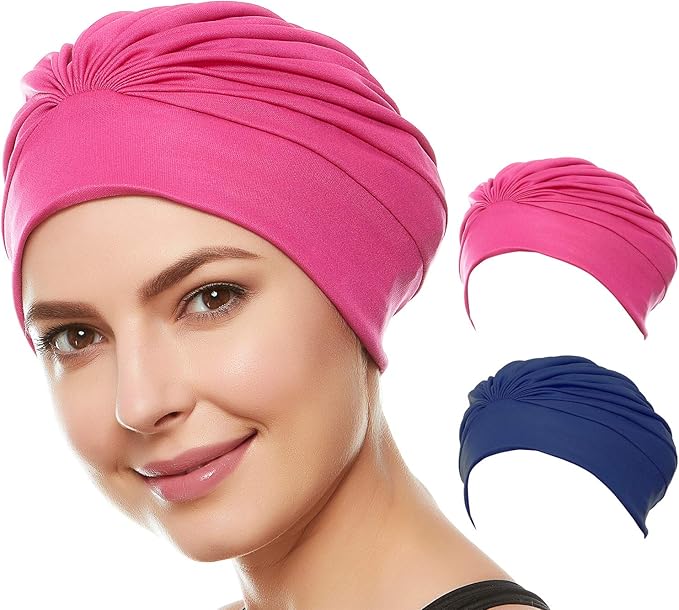 BEEMO Swim Caps for Women Swimming Turban Polyester Latex Lined Pleated for Ladies-StrideForce Fitness