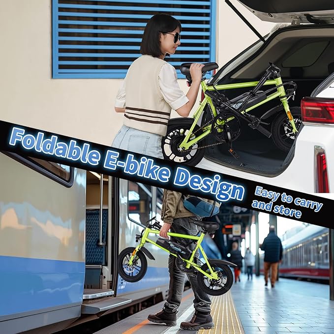 Winado Electric Bike for Adults, 14" Folding Electric Bicycle 450W Motor with Dual Disc Brakes, Max Range 25Miles(Pedal-Assist) & Speed 15.5MPH, Foldable Commuter City Ebike for Adults/Teens-StrideForce Fitness