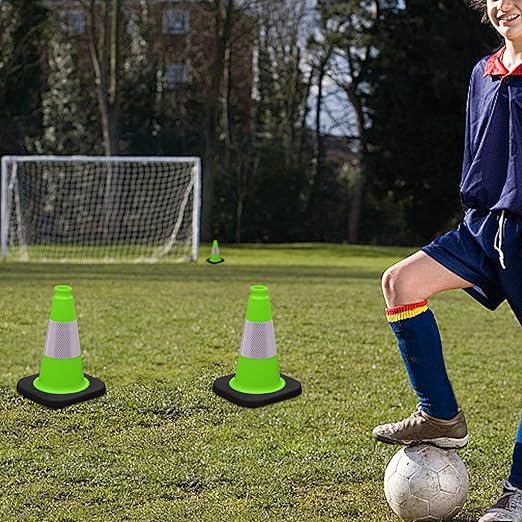 OrangeStar 12" Traffic Cones 4-Pack, Green Safety Cones with Reflective Collar & Heavy Duty Base for Driving Practice, Parking Lots, Roadwork, Construction | Indoor & Outdoor Use-StrideForce Fitness