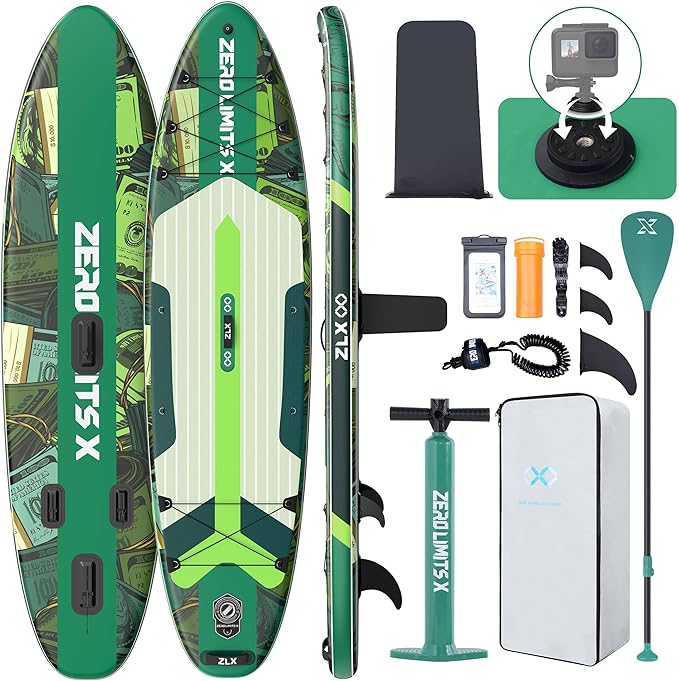 ZLX Inflatable Stand Up Paddle Board, 10'6" SUP Non-Slip Stable Deck Pad, Unique Center Fin, Premium Accessories, Portable Paddleboard for Adults, Beginners, All Skill Levels-StrideForce Fitness
