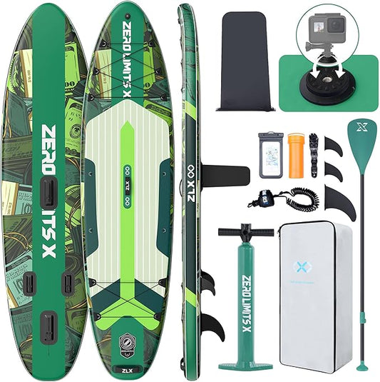 ZLX Inflatable Stand Up Paddle Board, 10'6" SUP Non-Slip Stable Deck Pad, Unique Center Fin, Premium Accessories, Portable Paddleboard for Adults, Beginners, All Skill Levels-StrideForce Fitness