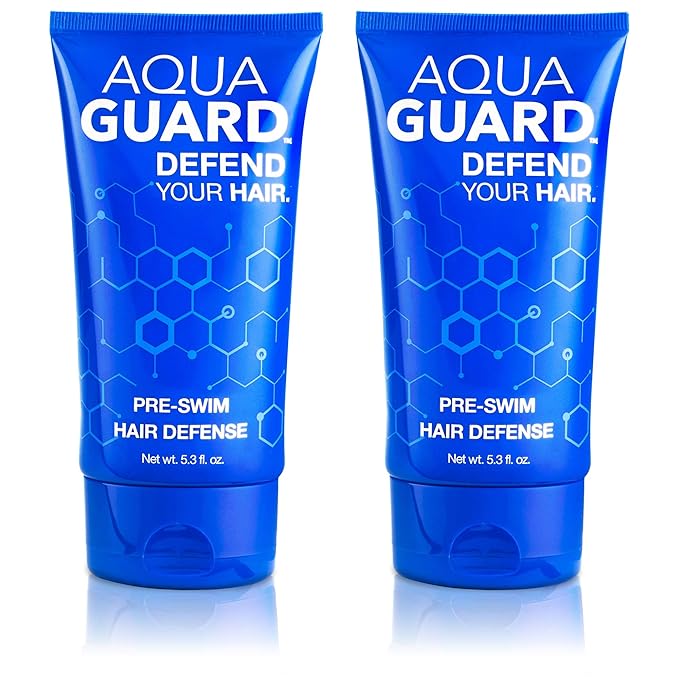 AQUA GUARD Pre-Swim Hair Defense | No More Swim Hair | Prevents Chlorine Damage + Softens Hair While Swimming | Made in California | Color Safe, Leaves Hair Smelling Great | 5.3 oz (2 Pack)-StrideForce Fitness
