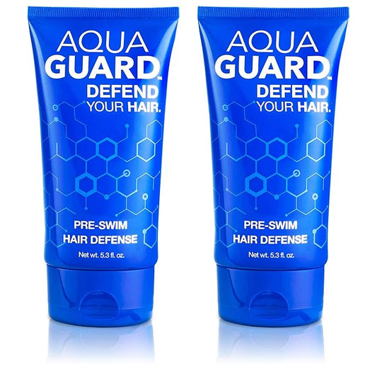 AQUA GUARD Pre-Swim Hair Defense | No More Swim Hair | Prevents Chlorine Damage + Softens Hair While Swimming | Made in California | Color Safe, Leaves Hair Smelling Great | 5.3 oz (2 Pack)-StrideForce Fitness