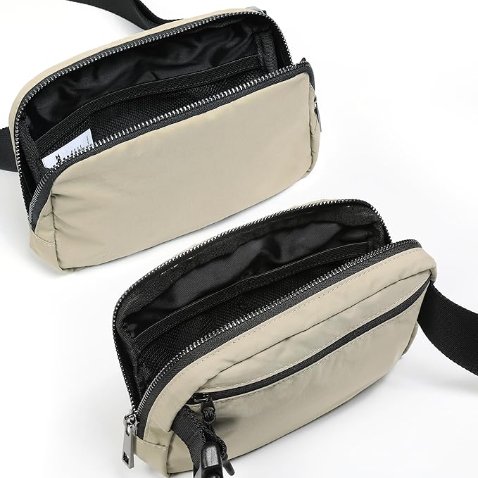 ODODOS Unisex Mini Belt Bag with Adjustable Strap Small Fanny Pack for Workout Running Traveling Hiking, Khaki-StrideForce Fitness