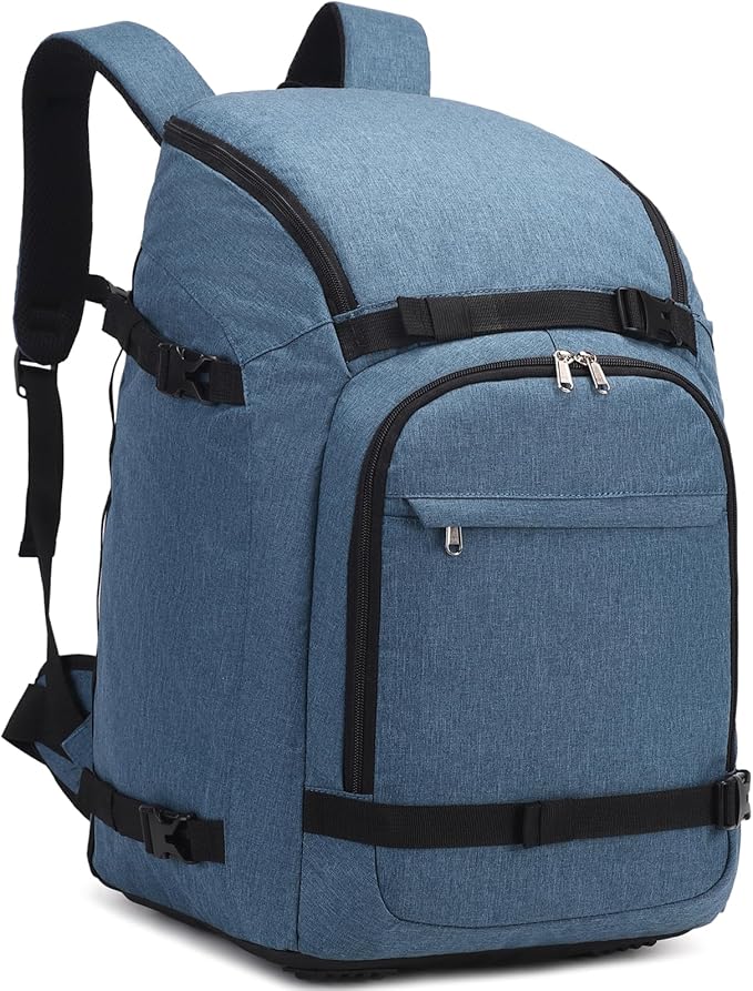 JIANYA Ski Boot Bag, 50L Waterproof Travel Backpack for Snowboard, Ski Helmet, Goggles, Gloves & Accessories, Blue-StrideForce Fitness