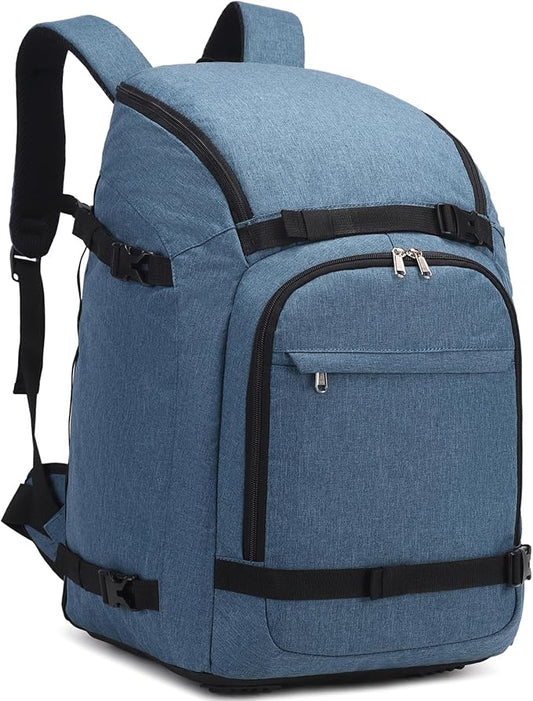 JIANYA Ski Boot Bag, 50L Waterproof Travel Backpack for Snowboard, Ski Helmet, Goggles, Gloves & Accessories, Blue-StrideForce Fitness