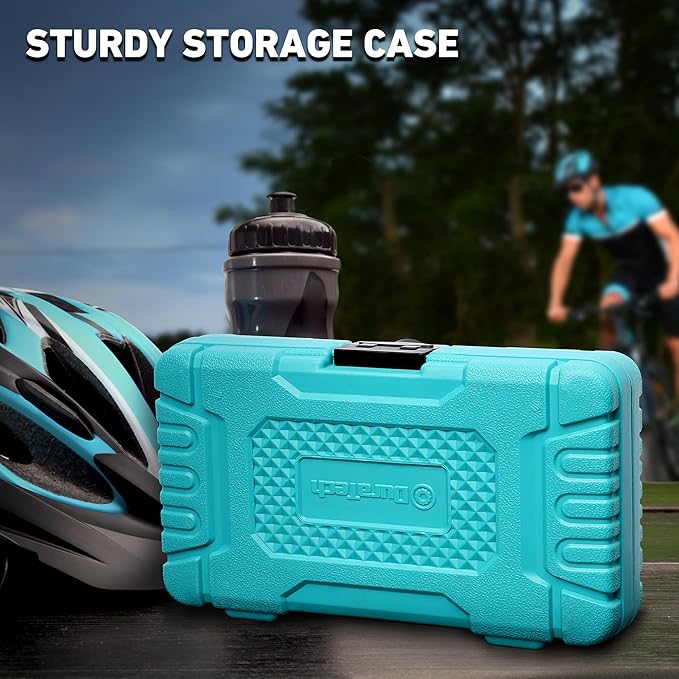 DURATECH 31 Pieces Bicycle Tool Kit, Complete Bike Repair Kit with Storage Box, Mountain Bike Repair Tools, for Mountain, Road, and Park Bicycle with Chain Riveter, Tire Levers, Crank Puller-StrideForce Fitness