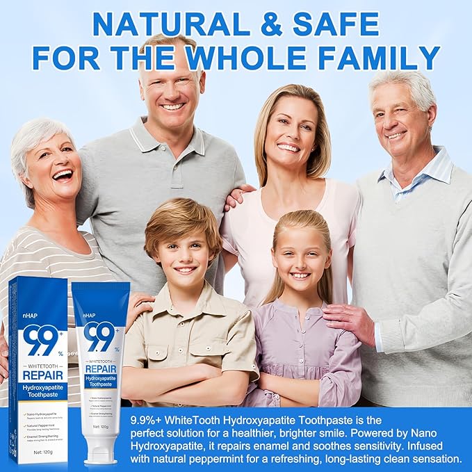 Hydroxyapatite Toothpaste, Enamel Care Nano Hydroxyapatite Toothpaste for Sensitive Teeth, 2Pack 8.46 Oz, Natural Mint for Extra Freshness, Non-Irritating Formula