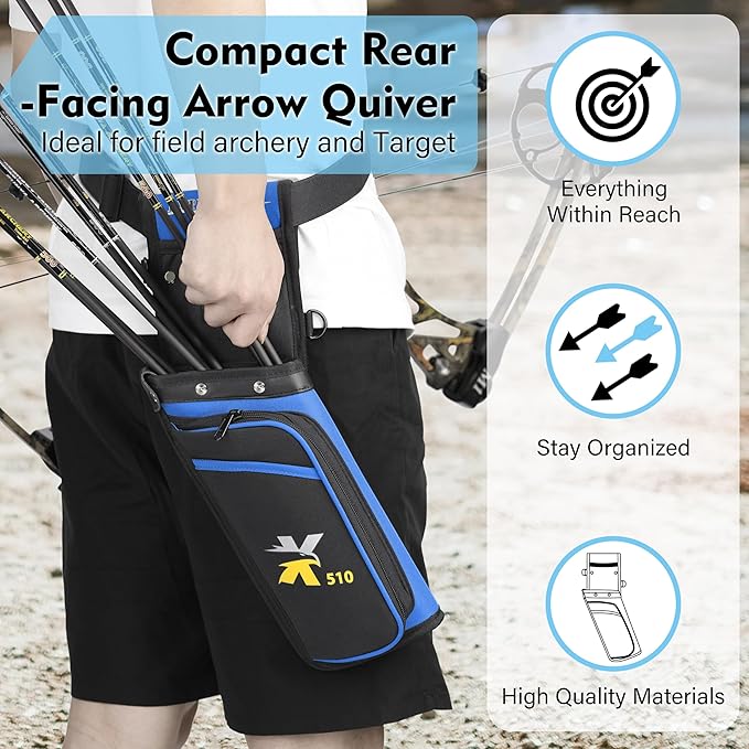 SUNYA X510 Field & Competition Hip Arrow Quiver | 3-Slot Noise-Free Archery Quiver with Sturdy Storage System (42x18cm)-StrideForce Fitness