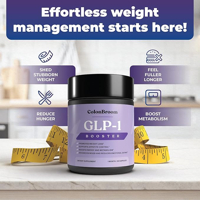 ColonBroom GLP-1 Weight Management Supplement for Women & Men - GLP1 Supports Gut Health, Metabolic Wellness & Appetite Regulation for Diet - Vegan, Gluten-Free, Non-GMO Diet Fiber Capsules - 60 Count-StrideForce Fitness