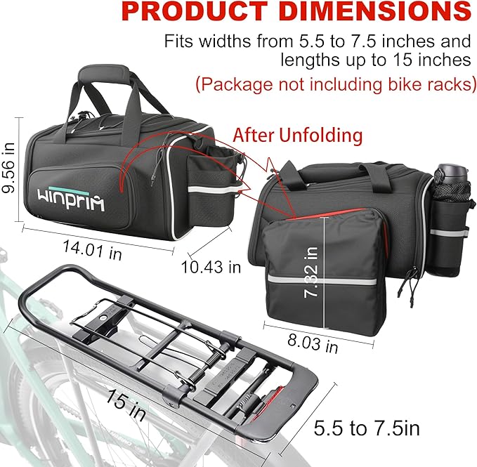 Bike Bags for Bicycle Rack Bag,18-20L Pannier Trunk Pannier with Rain Cover,Water Resistant Ebike Saddle Bag for Rear Rack handlebar Shoulder Bag for Commuter Travel Outdoor Cycling,1680D-StrideForce Fitness