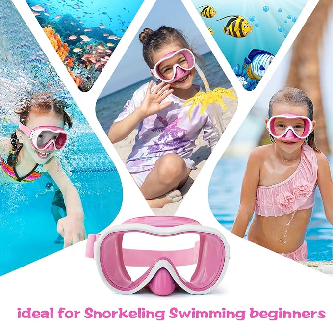 Kids Swim Goggles with Nose Cover, Anti-Leak Swim Mask with Elastic Fabric Strap, UV Protection Swimming Goggles for Kids-StrideForce Fitness
