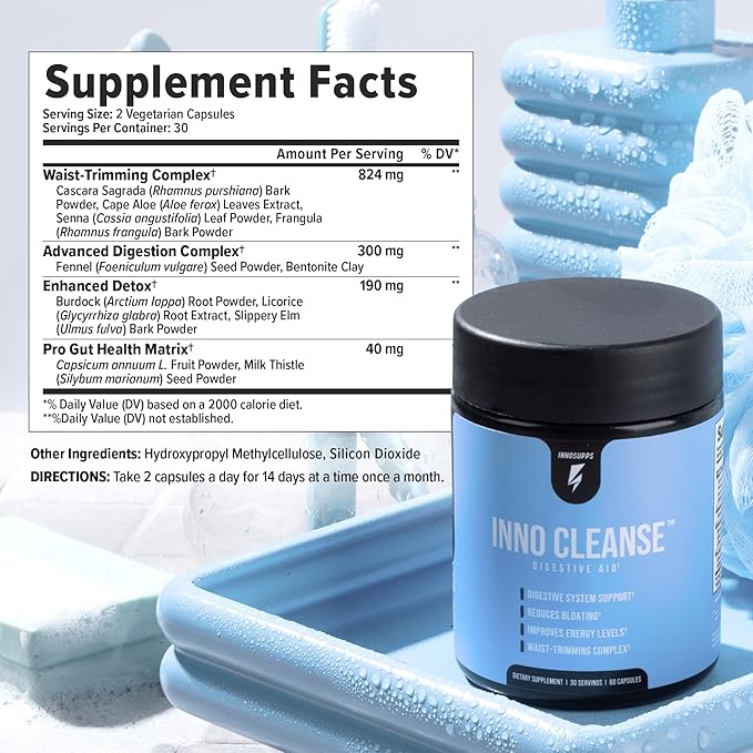 Inno Cleanse - Waist Trimming Complex | Digestive System Support & Aid | Reduced Bloating | Improves Energy Levels | Gluten Free, Vegan Friendly-StrideForce Fitness