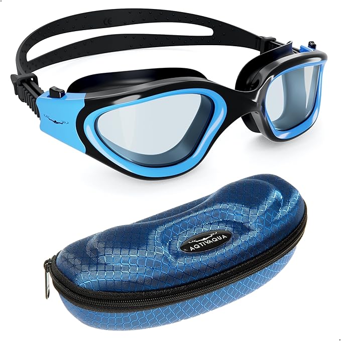 AqtivAqua Swimming Goggles, DX Wide View Swim Goggles for Adult Men Women, Anti Fog No Leaking-StrideForce Fitness