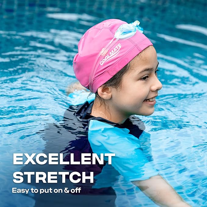 COOLMATE Fabric Swim Cap for Adult Women Men Kid 3 4 6 8 14 16, Silicone Water Resistant Layer, Cloth Swim Cap Gifts for Swimmers, Lightweight for Pool, Lap Swimming (1 pc)-StrideForce Fitness