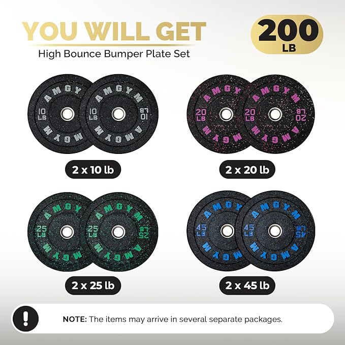 2 Inch Bumper Plates，10-500lbs，Barbell Rubber Olympic Weight Plates Set for Home Gym, Strength Training & Weight Lifting, Multiple Options Colors-StrideForce Fitness