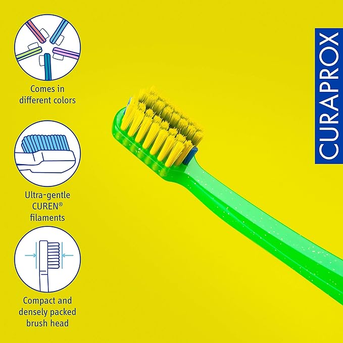 Curaprox CS 5460 Orthodontic Toothbrush – Adult Braces Care | Gentle Cleaning with Bracket Groove | Random Color | Single Pack