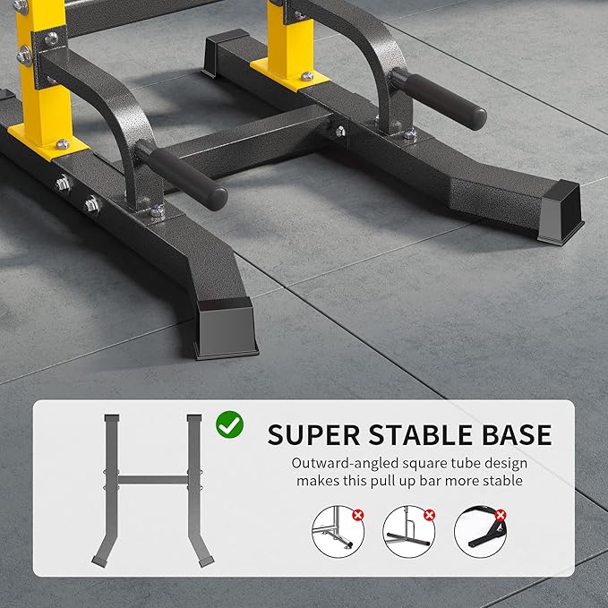 SogesHome Adjustable Pull Up Bar & Dip Station, Heavy Duty 500LB Capacity Multifunctional Home Gym Fitness Equipment for Strength Training, Push Up Stand for Arm, Back, Core & Full Body Workout-StrideForce Fitness