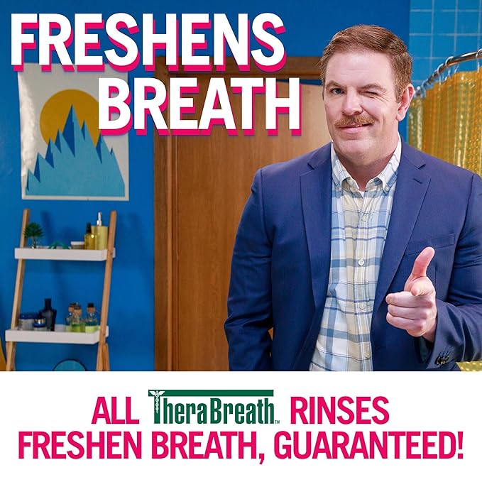 TheraBreath Anticavity Fluoride Mouthwash, Sparkle Mint, Dentist Formulated, 16 Fl Oz (2-Pack).