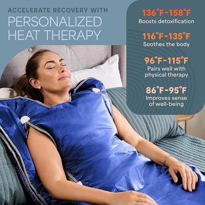 Lifepro BioRemedy Infrared Sauna Blanket – Available in 5 Colors – Portable Far Infrared Home Sauna Bag for Detox, Tension, and Relaxation – Adjustable Temp (86–158°F) & Timer – Includes Detox Wraps-StrideForce Fitness