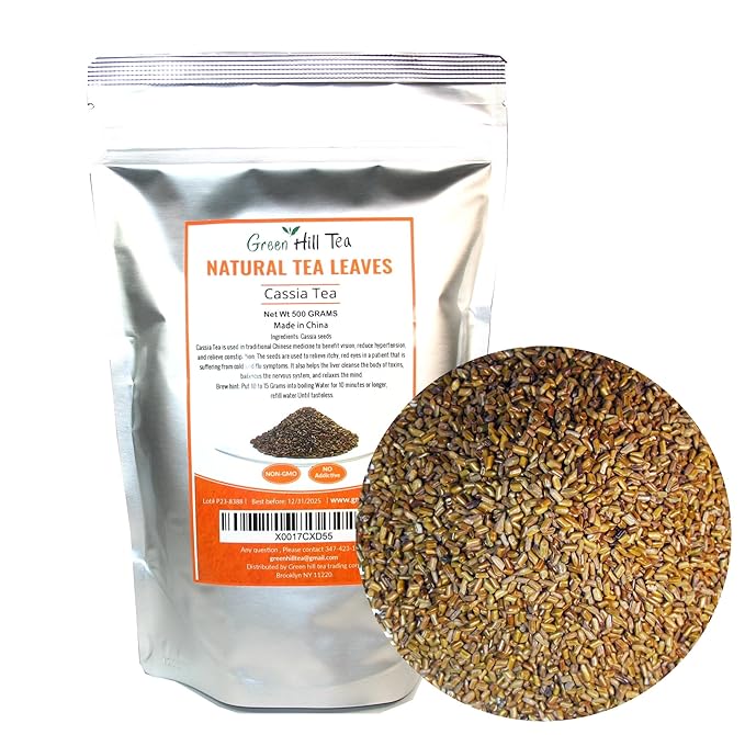 Green Hill Cassia Tea – Loose Leaf Chinese Herbal Tea – beneficial for "detox" – 100% Natural,NO GMO,Caffeine free packed in ziplock foil bag 500 grams-StrideForce Fitness
