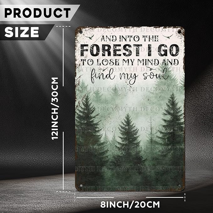 Vintage Sign And Into The Forest I Go to Lose My Mind and Find My Soul Hiking Girl Retro Metal Tin Sign for Home Coffee Wall Decor 12 * 8inch-StrideForce Fitness