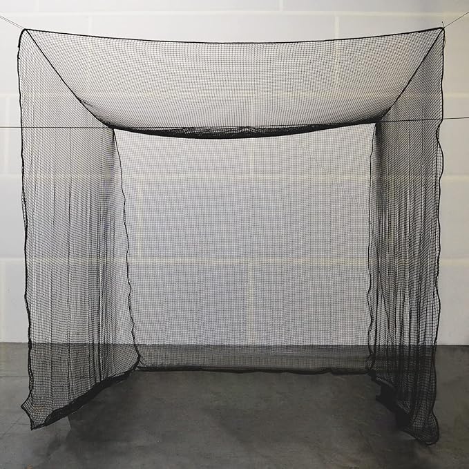 LFS 10x10x10 ft Golf Practice Cage Net with Pre-Installed Impact Baffle – Heavy-Duty #15 Knotted Nylon, 125 lb Break Strength – Frame Not Included-StrideForce Fitness