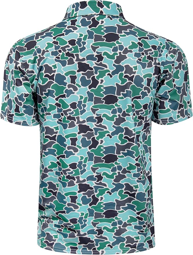 TAPULCO Mens Quick Dry Polo Shirts Camouflage Pattern Performance Athletic Lightweight Breathable Casual Golf Tshirts-StrideForce Fitness