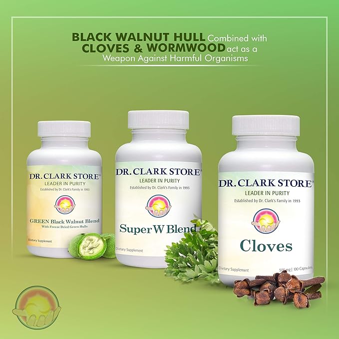 Dr. Clark Store Intestine Support & Cleanse Kit - with Freeze-Dried Green Black Walnut Hulls, Wormwood, and Cloves-Helps Maintain Optimum Intestinal Function-StrideForce Fitness