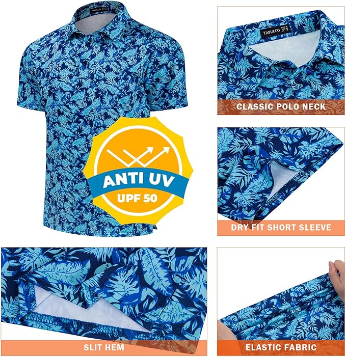 TAPULCO Mens Quick Dry Polo Shirts Camouflage Pattern Performance Athletic Lightweight Breathable Casual Golf Tshirts-StrideForce Fitness