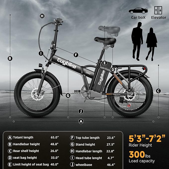 1000W Folding Electric Bike, 48V 20AH Large Removable Battery E Bike, 30+MPH, 80 Miles Max Range, 20" Fat Tire Electric Bike for Adults, Adult Electric Bicycles for Commute Beach Snow-StrideForce Fitness