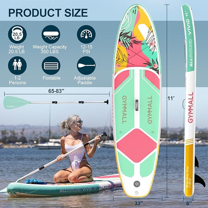 Paddle Board, Inflatable Stand Up SUP Paddle Boards for Adults & Youths of All Skill Levels, Wide & Non-Slip Deck Design Blow Up Paddleboards with Premium Accessories & Storage Bag-StrideForce Fitness
