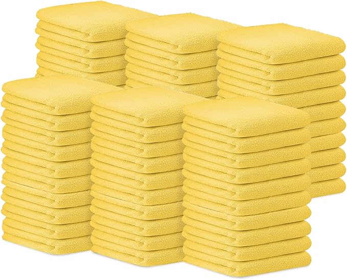 Avalon Towels Terry Bar Mop Towels (Value Pack of 60) Size 14"x17" – Absorbent and Durable, Multipurpose Cleaning Rags, Cotton Cleaning Cloths, Terry Cloth Rags, Reusable Shop Rag (Yellow)-StrideForce Fitness