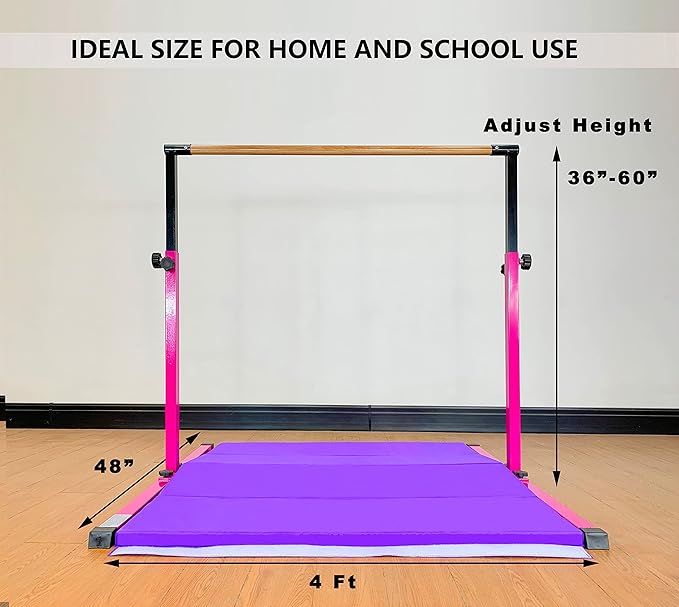 4FT/5FT Gymnastic Bar Set Gymnastics Horizontal Bar Gymnastics Kip Bar for Kids Home Use-StrideForce Fitness