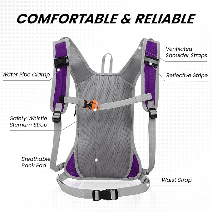 Nepest Hydration Pack Backpack for Women & Men, Lightweight Water Backpack with 2L Water Bladder for Hiking Cycling Running Biking-StrideForce Fitness