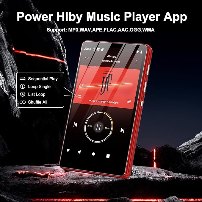 80GB Music Player, MP4 MP3 Player with Bluetooth and WiFi with 4-inch IPS Touch Screen Digital Audio Players, M503 Pro Spotify Player with Amazon Music, Audible, Chrome Browser, Support Up 512GB Red-StrideForce Fitness