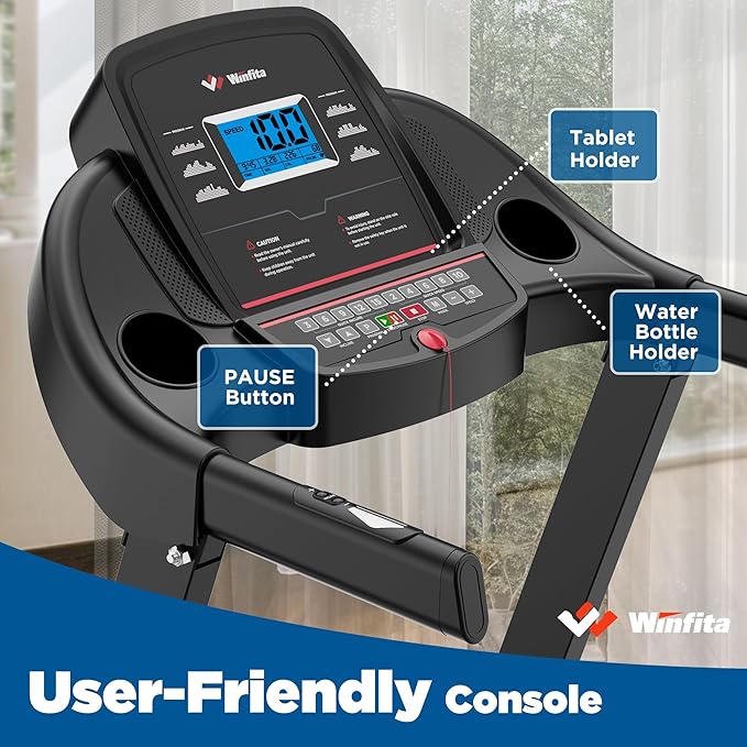 Treadmills for Home, Folding Treadmill with Auto Incline, 300 LBS Capacity, 8MPH or 10MPH Max Speed, Double Deck Shock-Absorbing Running Machine with Bluetooth, App, 64 Programs, Pulse Monitor-StrideForce Fitness