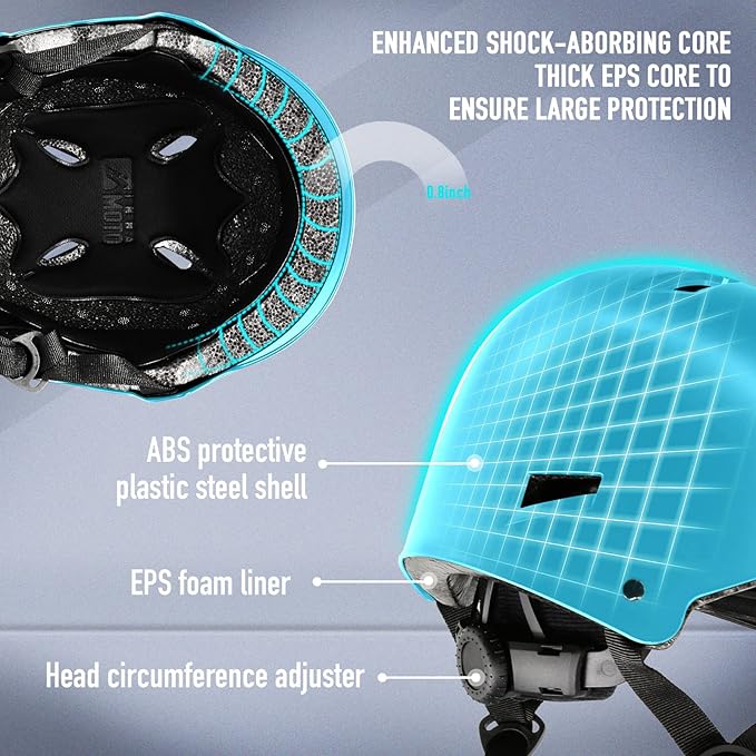 Skateboard Helmet for Adults - Adjustable Certified Safety Adults Helmet for Skateboarding Bike Bicycle Scooter Cycling Skate Skating Multisport Helmets for Women Men Boys Girls Kids Youth-StrideForce Fitness
