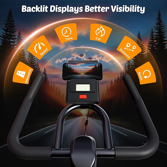 Exercise Bike Stationary Bikes for Home Cycling Bike Indoor Bike with Comfortable Seat Cushion LCD Monitor Silent Belt Drive 300 lbs Weight Capacity Heavy Flywheel-StrideForce Fitness